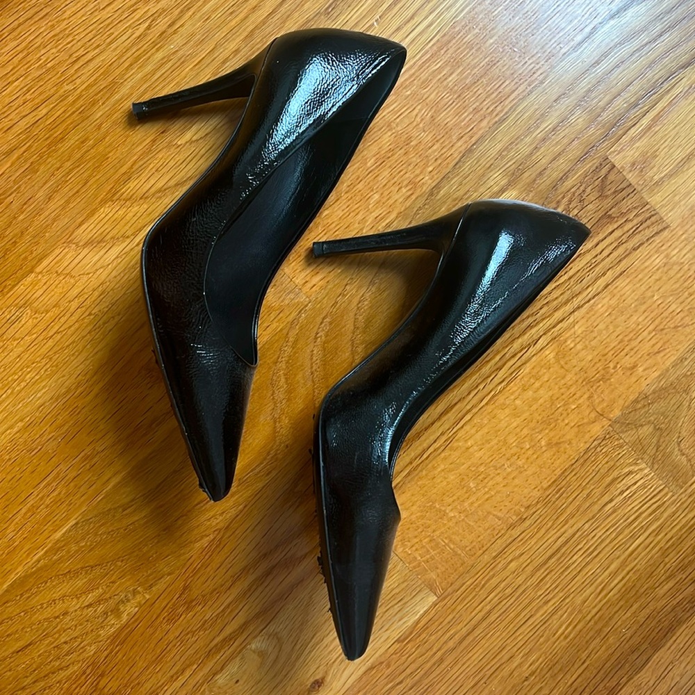 M Gemi stilettos, black patent leather, need to be resoled